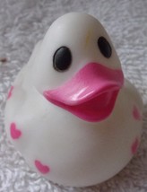 Cute Little Mini White Plastic Duck With Pink Hearts - $2.72 CAD