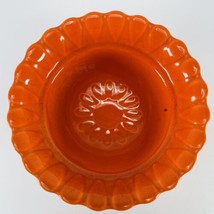 California Pottery Bowl Bright Orange Scalloped Rim VTG Swirled Line MCM 6.25in - £10.24 GBP