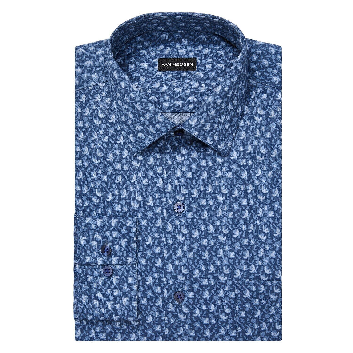Van Heusen Men&#39;s Stain Shield Regular Fit Dress Shirt Night Blue 15-15.5... - $19.95
