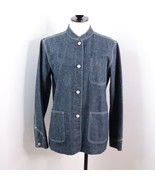 Gap Women&#39;s M Unique Manufacture Defect Denim Blue Jean Chore Blazer Jacket - £39.62 GBP