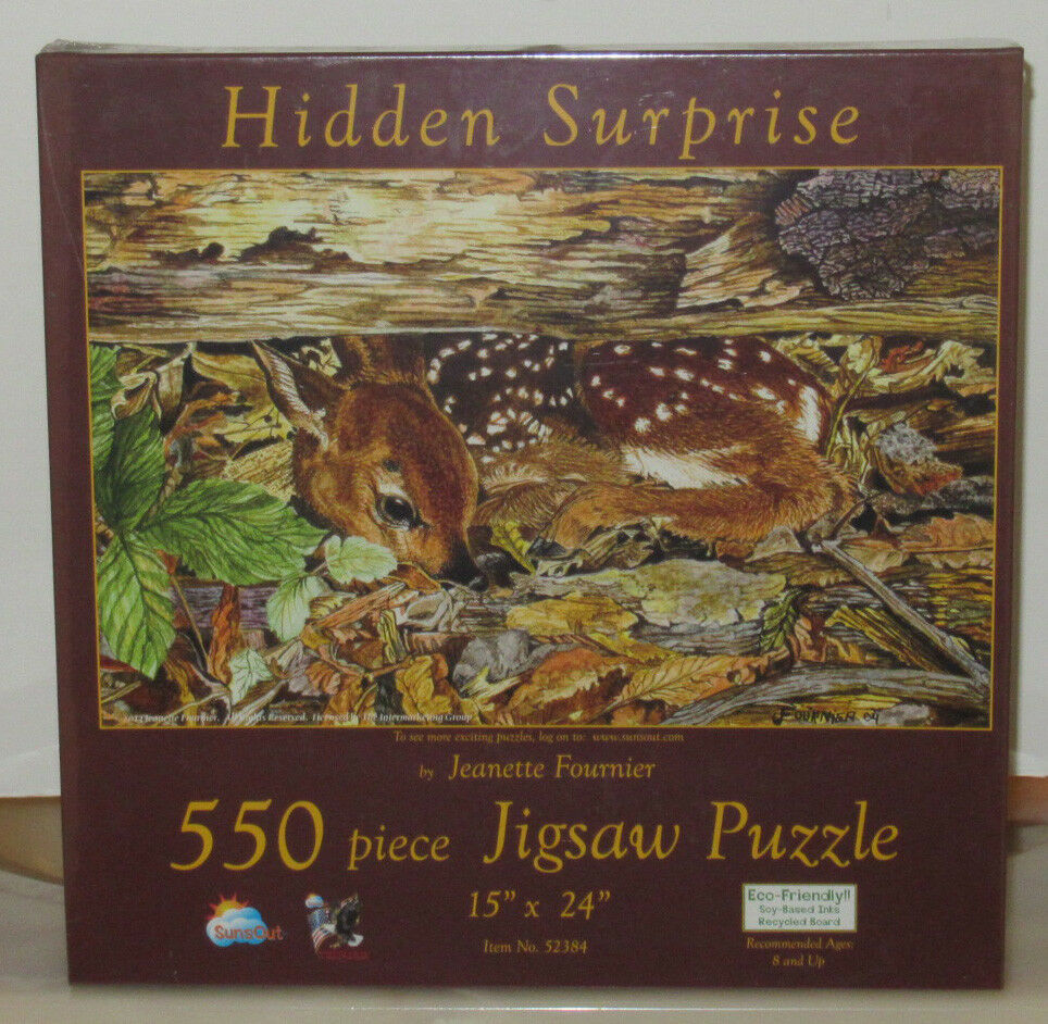SunsOut HIDDEN SURPRISE Deer Fawn 550 Piece Jigsaw Puzzle Jeanette Fournier - $32.44