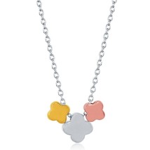 Sterling Silver GP, Rose GP, and Silver Triple Clover Necklace - £25.89 GBP