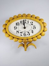 Vintage Spartus Yellow Flower Faux Wood Battery Wall Clock - £62.75 GBP