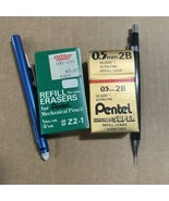 Vintage Pentel P205 0.5mm Mechanical Pencil w/erasers &amp; Leads Almost Full - $37.99