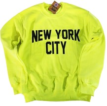 New York City Sweatshirt Screenprinted Neon Yellow Adult NYC Lennon Shirt - £20.08 GBP+