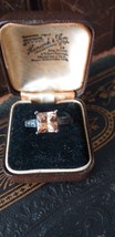 Antique Vintage 1930-s Sterling Silver Citrine Ring Size UK R, US 9 - £77.07 GBP