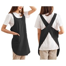 Cotton Cross Back Aprons Solid Color Cooking Kitchen Garden Smock For Women Girl - £25.53 GBP