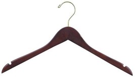 Flat wooden dress hanger walnut brass thumb200