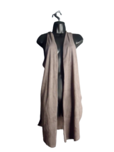 Cato Suede Look Long Open VEST w/Back Cut-Outs Womens Size Large Brown - £13.42 GBP