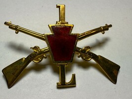 PENNSYLVANIA, NGP, L COMPANY, 1st INFANTRY, 1st BRIGADE, CAP BADGE, ENLI... - $42.05 CAD