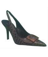 Donald Pliner Expresso Brown Distress Metallic Gator Leather Pump Shoe $... - $158.00