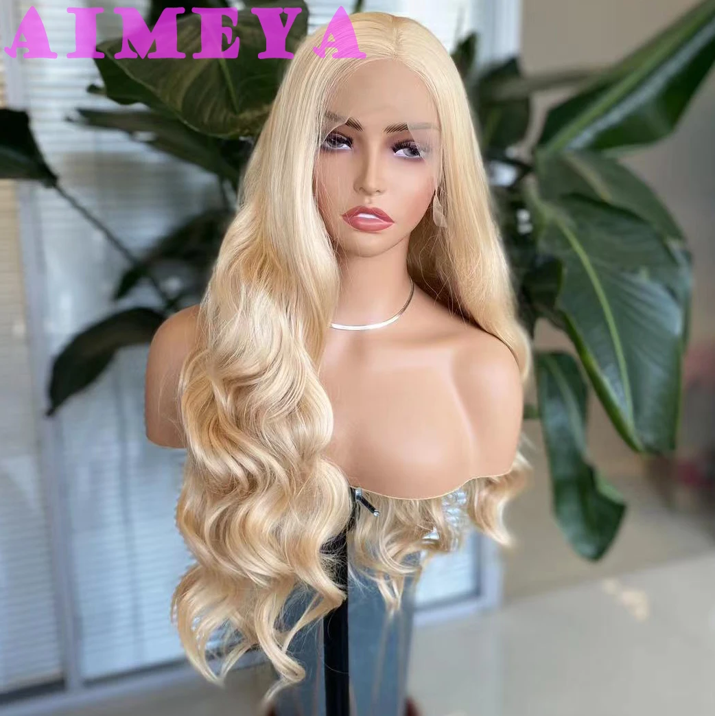 AIMEYA Blonde Wig Long Body Wave Lace Front Wig Glueless Synthetic Lace Wig f - £53.38 GBP+