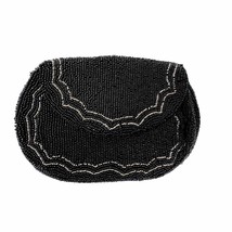 VTG 1930s Black/Silver Seed Bead Beaded  Purse with Dance Strap  - $39.20