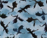 Cotton Flying Dragons Kids Children&#39;s Blue Fabric Print by the Yard D387.32 - $12.95