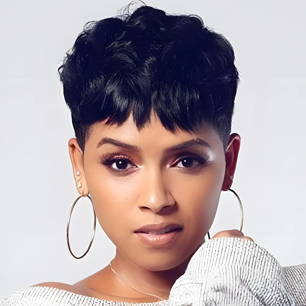 BeiSDWig Synthetic Short Pixie Cut Wigs for Black/White Women Natural Wavy Ha - £16.86 GBP+