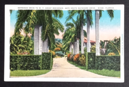 WT Grant Residence Entrance Bayshore Drive Miami Florida FL UNP Postcard c1930s - £6.36 GBP