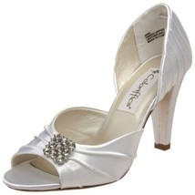 Coloriffics Dani Satin Dyeable Peep Toe Pump Rhinestone Decoration 3.5&quot; Heel - £33.76 GBP