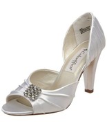 Coloriffics Dani Satin Dyeable Peep Toe Pump Rhinestone Decoration 3.5&quot; ... - $82.02 CAD