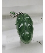 Ice Green Burma Jadeite Jade Leaf Pendant/高冰淡绿&quot;大業有成&quot;天然缅甸翡翠挂件/ビルマ翡翠の葉のペンダント - £352.41 GBP