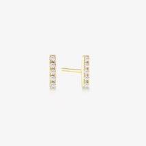 1/10CT Original Moissanita Barra Pendientes En 14K Oro Amarillo Chapado Plata - £92.24 GBP