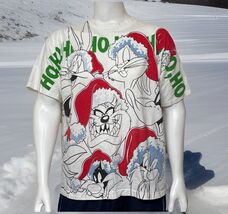 Vtg Warner Bros Shirt Looney Balls &amp; Hos Christmas Double Sided Single S... - €53,58 EUR