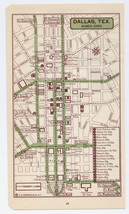 1951 Original Vintage Map Of Dallas Texas Downtown Business Center - $25.80