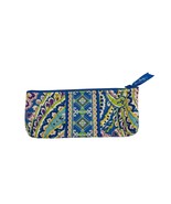 Vera Bradley Capri Blue Brush Pencil Case Makeup Bag Retired Blue Floral  - $19.79