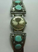 Native American Sterling Silver &amp; Turquoise Watch Tips Signed AF - £275.32 GBP