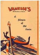 Vanessi&#39;s Menu Broadway San Francisco California 1938 Glimpse of Old Venice - £68.50 GBP