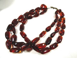 Fashion Coldwater Creek  Elegant Amber color Lucite 3 strand necklace 21&quot;L - £20.09 GBP