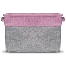 Sorbus ~ Collapsible ~ Storage Basket w/Handles ~ 15 x 10.75 x 9.5 ~ PINK Twill - £17.89 GBP