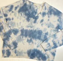 Knox Rose Sweater XXL Open Knit Long Sleeve Blue/White Soft Stretchy V-N... - $21.24