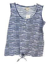 Style &amp; Co Womens Striped Tied Up Button Tank Top  Petite X-Large  Soft White - £21.04 GBP