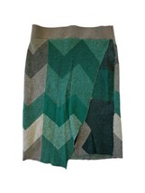 Anthropologie MOTH Womens Sweater Knit Skirt Gray Green Chevron Pull On Sz M Pet - £19.17 GBP