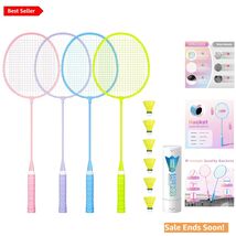 Complete Family Badminton Racket Set for Outdoor Play in Vibrant Colors - $61.33