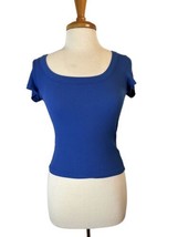 Cotton On Royal Women’s Blue Square Neck  Short Sleeve Top Size Small - £6.99 GBP