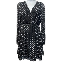 ke•ned•ik sheer Black White polka dot long sleeve dress Size S - $24.74