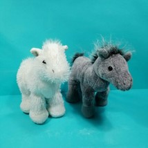 Ganz Webkinz Lot Of 2 Grey Arabian White Albino Horse Plush 8&quot; Stuffed Animal - £17.40 GBP