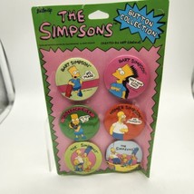 Vintage 90&#39;s THE SIMPSONS BUTTON Set of 6 , new sealed, Bart, Homer, Maggie - £5.31 GBP