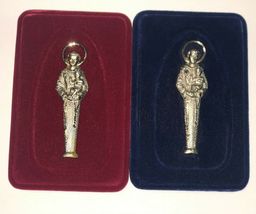 Saint Anthony of Padua Engraved Pewter, Blue or Red Velvet Frame ,New from Italy - $26.62 CAD