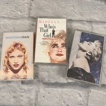 VTG Lot of 3 Madonna Cassette&#39;s True Blue Who&#39;s That Girl Rain Single - £9.94 GBP