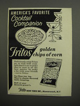 1952 Fritos Corn Chips Ad - America&#39;s favorite cocktail companion - £14.74 GBP