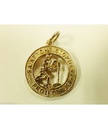 Vintage 14k Yellow Gold Saint Christopher Protect Us Pendant 3D Charm 4.... - $199.99