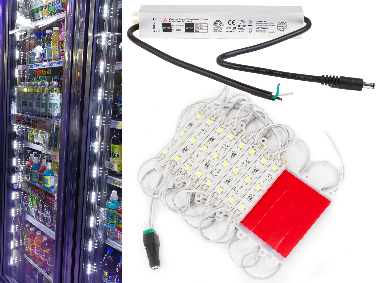 10ft commercial walk in cooler LED light 5050 + 12v heavy duty waterproof power
