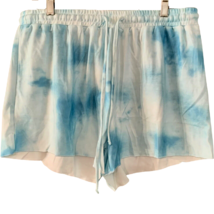 High Rise Lounge Shorts Size XL Soft Sky Blue Tie Dye Drawstring PJ Bottom NWOT - £17.58 GBP