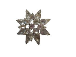 Vintage Estate Costume Starburst white &quot;Rhinestone&quot; Silver Brooch Pin Je... - $292.26 MXN