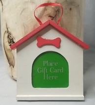 Christmas Ornament Doghouse Gift Card Holder Picture Wooden - $3.85
