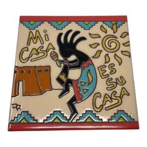 Mi Casa Es Su Casa Kokopelli Southwest 6X6 Hand Glazed Decorative Tile o... - $35.98