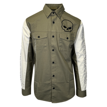 Harley-Davidson Men&#39;s Shirt Khaki Green Willie G Skull Viper L/S (S66) - £33.57 GBP