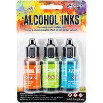 Tim Holtz Alcohol Ink .5oz 3/Pkg-Spring Break-Valencia/Limeade/Turquoise - £25.81 GBP